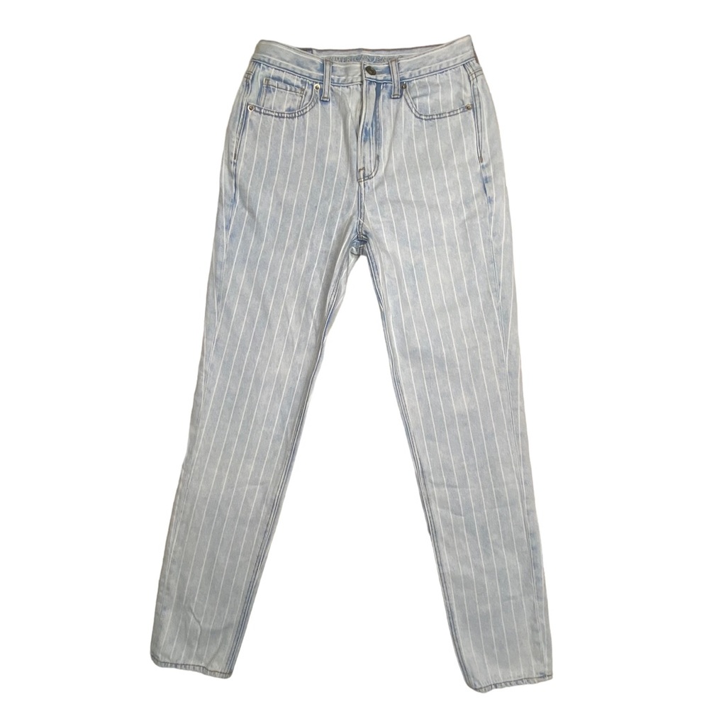 American Eagle Mom Jean Stripe Light Blue 2 Long